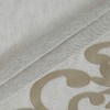 Velvet Textured Shower Curtain - 3D Scroll Appliqué Linen Design