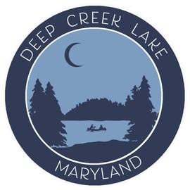 Deep Creek Lake, Maryland Crescent Moon Boat Vinyl Printed Die-Cut Decorative Auto Decal Sticker Appliques ~ Lake Life Adventure Series