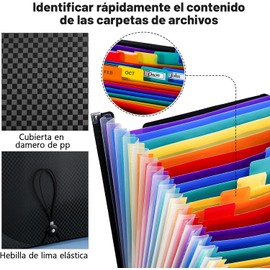 Carpetas de Expandible,Archivador Acordeón 25 Bolsillos de Gran Capacidad A4 Soporte Extensible Portátil Organizador Acordeón Clasificador Documentos,para Oficina y Escuela