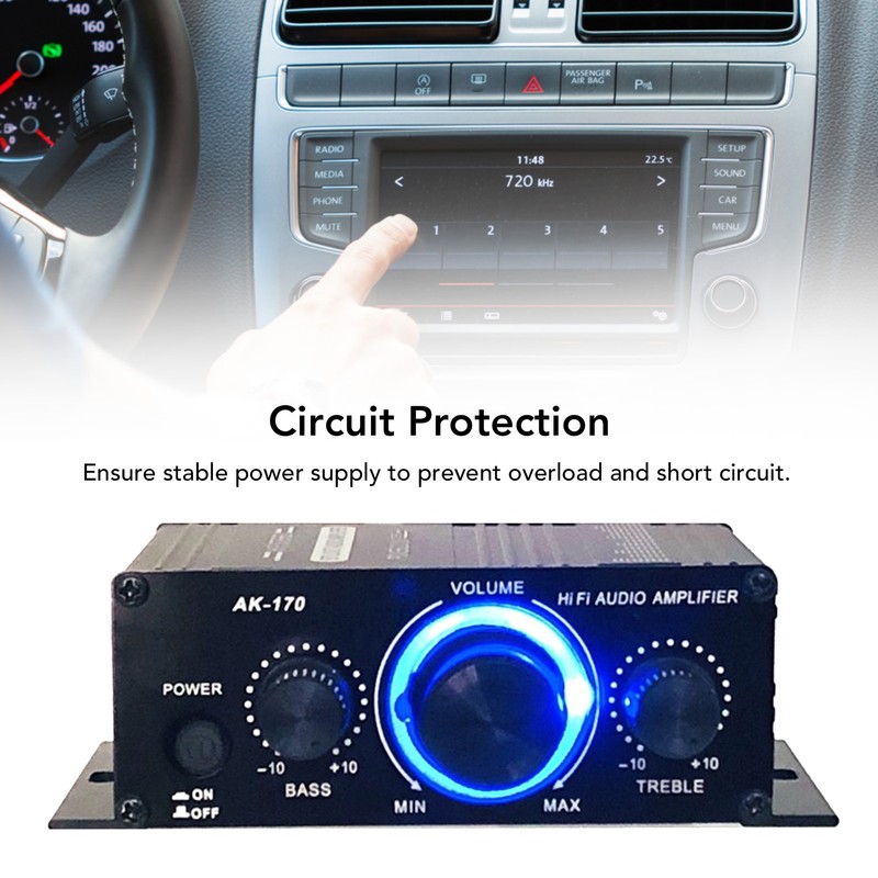 Car Audio Power Amplifier Dual Channel Circuit Guard Stereo Mini