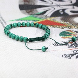 Keleny Natural Green Malachite Crystal 6mm Round Beads Adjustable Braided Macrame Tassels Bracelets Unisex
