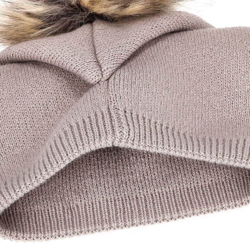Neverless® Unique Women Lined Knitted Beanie Hat with Fur Bobble