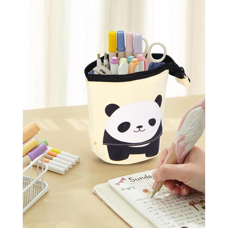 Xespis Pencil Case with Zip, Telescopic Pencil Case, panda, pencil
