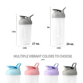 Menmamenma Protein Shaker Bottles Sports Protein Mixes Cup 700ml/24oz Water Bottle with Whisk Mixing Ball Leak-proof Lid Workouts Protein Shaker for Fitness Gym Milkshake (Pink)