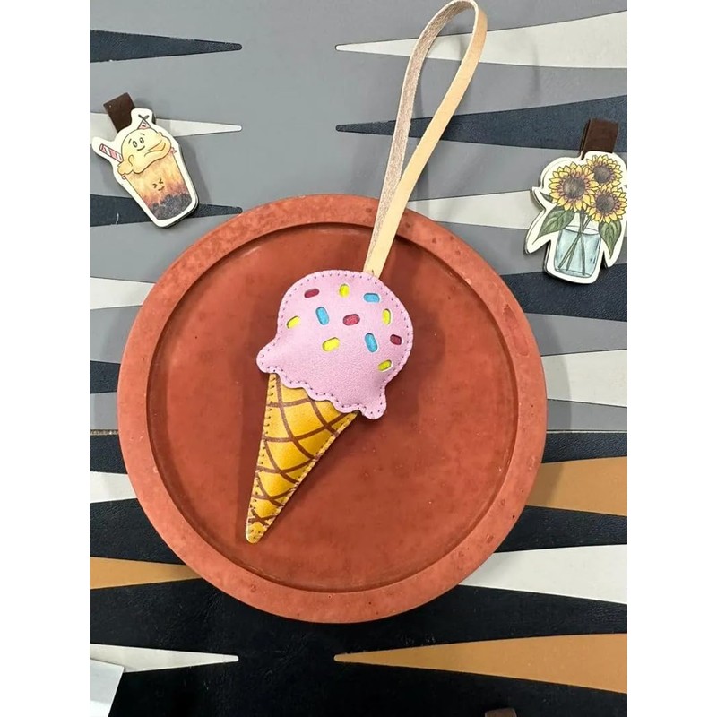 TiCKandPiCK Cute Food Vegan Leather Keychain - Hand-Sewn Bag Charm