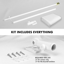 G128 Combo Pack: 5 Ft Aluminum Spinning Flagpole (White) & Solid White Color Flag 2x3 Ft, LiteWeave Pro Series Printed 150D Polyester | Pole with Flag Included