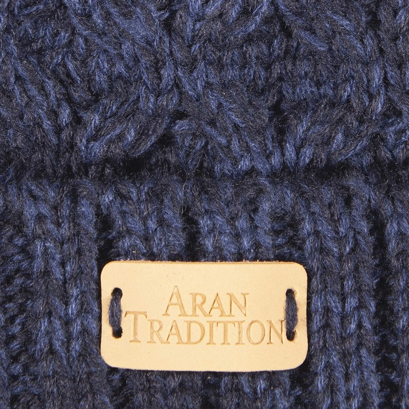 Aran Traditions Ribbed Beanie Hat (Navy)