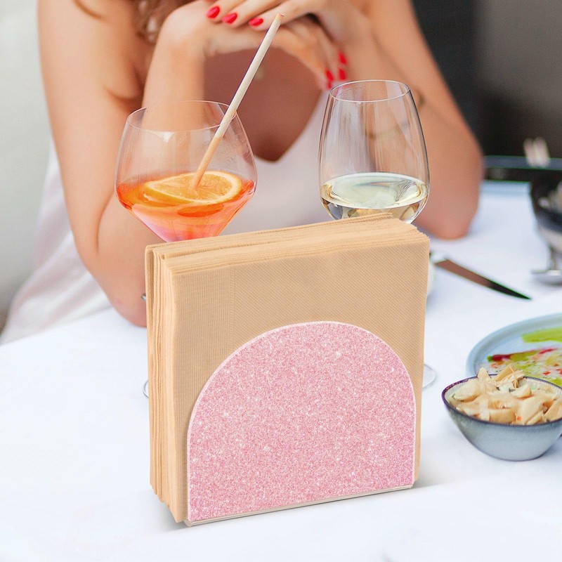 Kigai Shiny Light Napkin Holder for Table,Freestanding Tissue Dispenser Paper