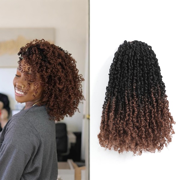 Yanky Twist Crochet Hair (8+10+12 inch)*3,Total 9 packs,Ombre Auburn,Pre-Looped Yankee