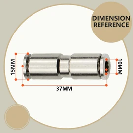 Bwintech 3 pieces 10 mm straight pressure in connection pneumatic fitting, 2-way nickel-plated brass quick release PU air line adapter