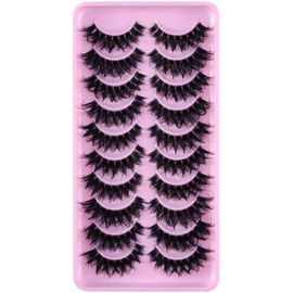 3D False Eyelashes, Natural Eyelashes, Pure Handmade Natural Look, Fluffy Artificial Eyelashes, Multipack Strip Lashes, 10 Pairs (W4A)