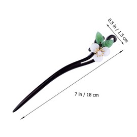PACKOVE 1pc Vintage Ebony Hairpin Flower Design Handmade Retro Hairpin for Women Accessory for Daily Use and