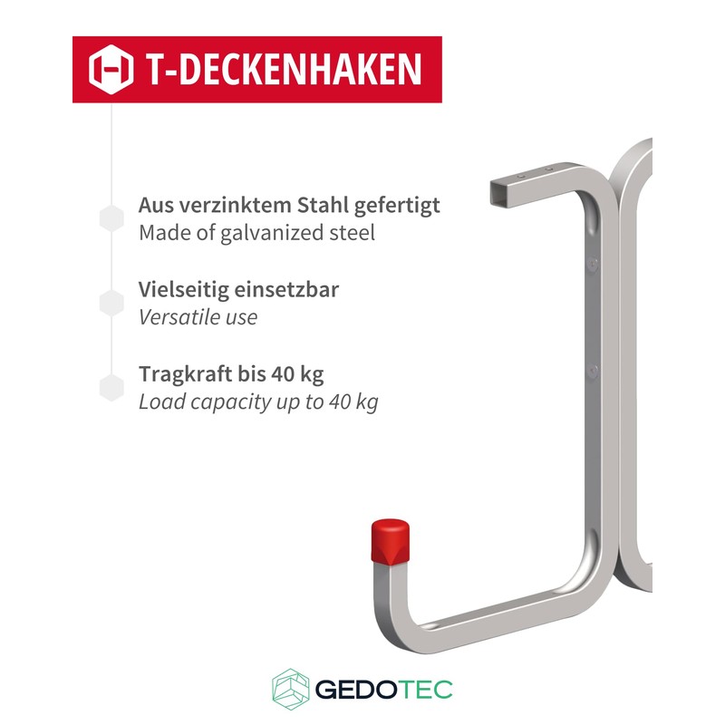 Gedotec Ceiling Mount - Double Ceiling Hook for Screwing Galvanised