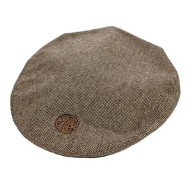 Brown Tweed Flat Cap Celtic Circle Emblem Medium