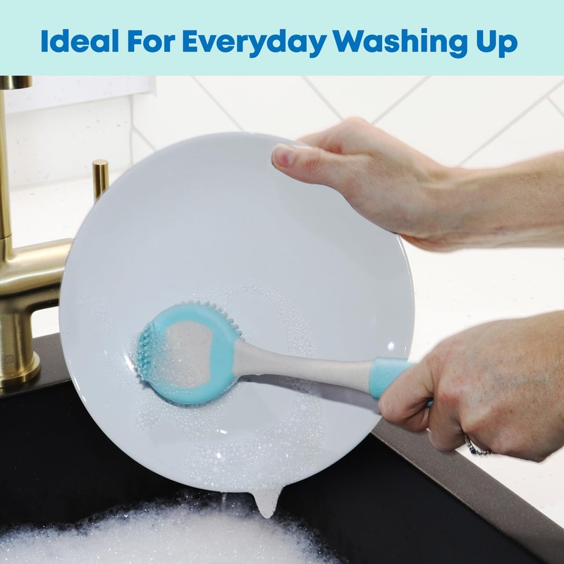JVL Pro Clean Anti-Bac Rubber Dish Brush with Extra Bristles