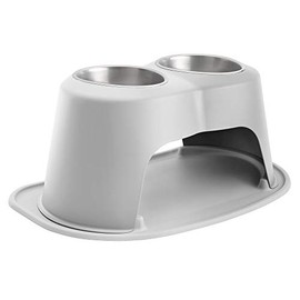 WeatherTech Double High Pet Feeding System - Elevated Dog/Cat Bowls - 12 inch High Light Grey (DHC6412LGLG)