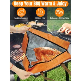 Hzuisst BBQ Blanket for Resting Meat, Insulated Brisket Resting Blanket, Thicker Aluminum Foil Reusable Barbecue Grilling Smoker Meat Rest Bag with Wide Mouth for Pork Turkeys Picnic BBQ Party