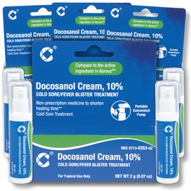 Cosette Cold Sore/Fever Blister Treatment for Face or Lips with Docosanol Cream, 10% - Fever Blister and Cold Sore Cream - 0.07 oz Pump Bottle (4)
