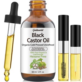 Aceite De Ricino Negro Puro Orgánico Prensado En Frío, Para Cabello Cejas Suero Crecimiento De Pestañas Para Crecer Pestañas, Aceite De Ricino Para Piel Cuerpo Cara, Aceites De Ruedas Sin Re