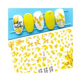 Generic Leaf Maple Bird Autumn Ginkgo Guava Fruit Palm Ash Oak Yew Nail Decal Sticker F756 Nail Wraps Art Stickers Manicure Supplies for Women for Home Nails Full Long Lasting Easy Apply and Remove