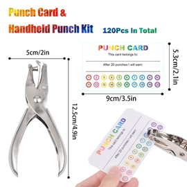 Reward Punch Cards, Classroom Incentives Behavior Punch Cards with Single Hole Puncher, 120Pcs Loyalty Punch Cards for Small Business, Special Education School Supplies Rewards for Kids