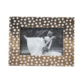 Foreside Home & Garden White Polka Dot Pattern 4x6 inch Wood Decorative Picture Frame