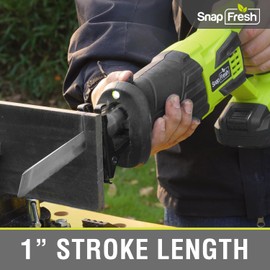 SnapFresh 20V Cordless Reciprocating Saw –3000 SPM, Variable Speed Trigger, Tool-Free Blade Change, LED Light, Lightweight & Compact for Wood, Metal, Plastic, 2.0Ah Battery & Fast Charger Included