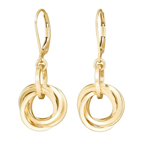 Dressy Love Knot Gold Dangle Earrings For Women – Leverback 14K Gold Filled Dangling Earrings – Circle Chunky Gold Earrings for Women Trendy - Elegant Jewelry Gift Idea for Wife or Mother
