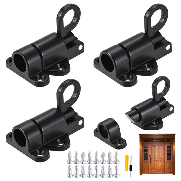 GZLFH® Pack of 4 Automatic Locking Door Bolts, Black Spring