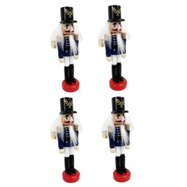 Fennco Styles Handmade Wooden Nutcracker Decorative Napkin Rings, Set of 4 - Navy Blue Festive Soldier Napkin Holders for Dining Table, Christmas, Holidays Décor and Special Occasions