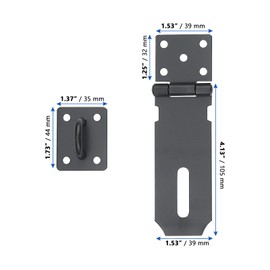 MANCHAP 4 PCS 4 Inch Black Padlock Hasp, 105mm Door Latch Lock Hasp for Garden Gate, Shed, Door Cabinet