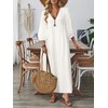 Celmia Cotton Dress for Women Summer Boho Puff Sleeve Linen