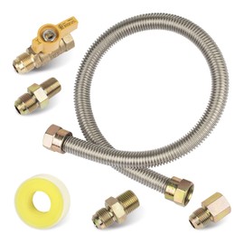 F271239 Gas Appliance Hook Up Kit, 22" Propane Heater Hook Up Kit with 1/2'' On/Off Valve & 3 Different Couplings for Garage Heaters, Gas Stoves, Wall Mounted Heaters, Gas Fireplace & Gas Dryer