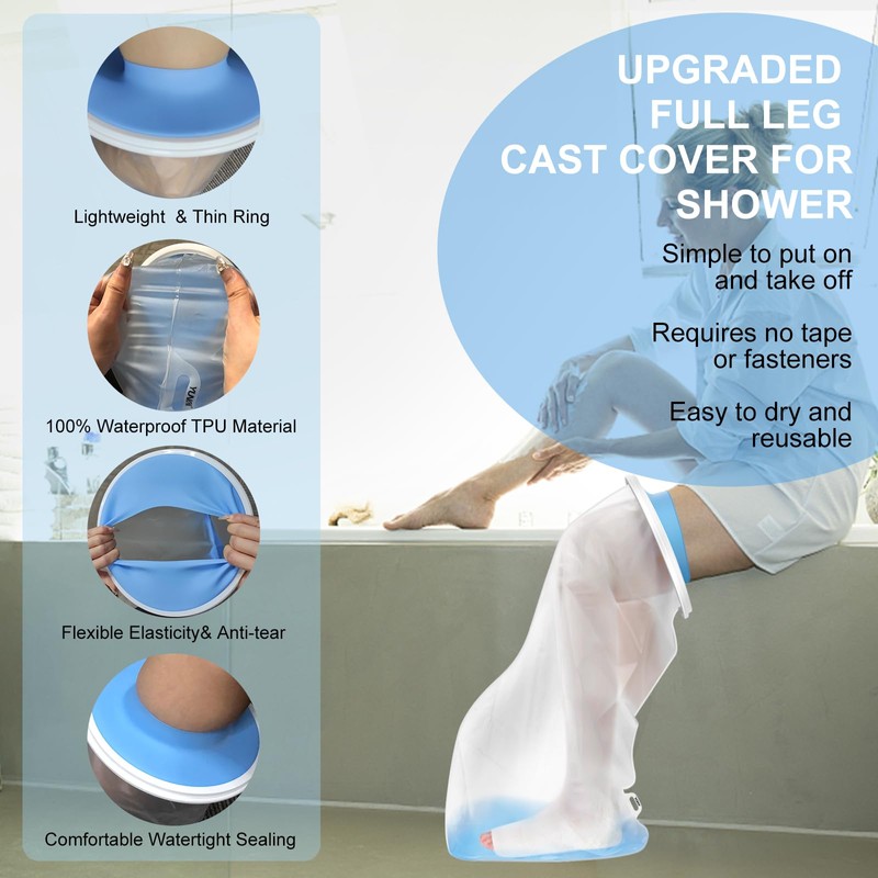 YUNCHI Upgraded Extra Wide Full Leg Cast Cover for Shower