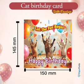 Papa Prints Cat Birthday Card for Her or Him (145 x 150 mm) Birthday Greeting Cards from Kids Happy Birthday Card for Her from Daughter Son Teenager with Envelope