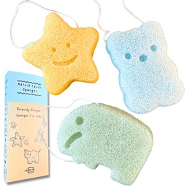 Baby Bath Sponges – Natural Sponges | Bathing Sponge for Kids and Infants | Soft & Natural–Contain 0%Synthetic Foam | Baby sponges for Newborn | Konjac Sponges | Baby Sponge Bath | Plant based Sponges