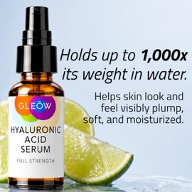 GLEOW- Hyaluronic Hydration Boost: Experimente una piel revitalizada con Pure Hyaluronic Acid Serum para rostro, elaborado en EE. UU. y desarrollado por químicos cosméticos. Este suero hidratante lige