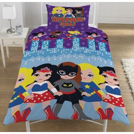 Superhero Girls Single/Double Reversible Duvet Cover Bed Set (Single Duvet Cover)