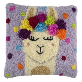 Trimits GCK119 Punch Needle Cushion Kit, Festival Llama 36 x 36 cm (14 x 14 in)