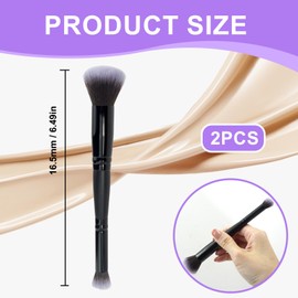 Concealer And Foundation Complexion Duo Brush, 2-in-1 Design Suitable for A Variety of Makeup, Soft Fiber Hair Easy to Evenly Apply Powder And Liquid, Easy to Clean And Care, 2 pieces