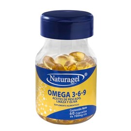 Omega 3 6 9 | Aceites Omega 369 - Pescado, Linaza y Oliva | 60 Capsulas SoftGels | Omega 3, 6 y 9 de Aceites Saludables | Naturagel
