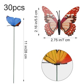 MrMrKura 30pcs Butterfly Garden Stakes, 11 Inch PVC Waterproof Colorful Butterfly Decorations, Decorative Garden Stakes for Indoor Outdoor Yard Patio Lawn Flower Pot Decor