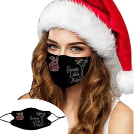 YBSHIN Christmas Crystal Glitter Mouth Cover Bandanas Cloth Mouth Covering Sparkly Bling Mouth Shield Masquerade Mouth Jewelry Adjustable Ear Loops for Women and Men (Christmas Sprinkler + Santa)