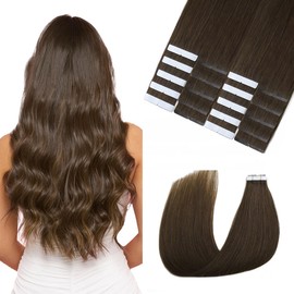 Sindra Tape In Hair Extensions 20 Inch Medium Brown Tape in Silky Straight Remy Human Hair Extensions 20pcs Real Human Hair 50g #4 20"