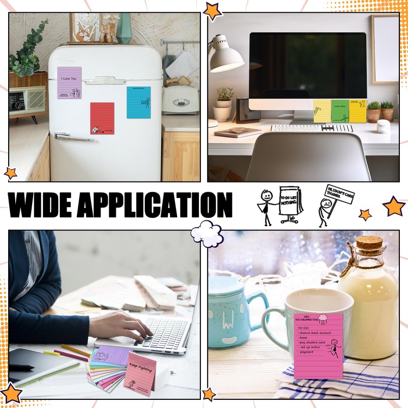 Saypacck 12 Pcs Funny Sticky Notes for Work 4x3 Inches