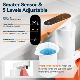 Electric Laundry Detergent Dispenser, Automatic Laundry Dispenser for Liquid Detergent, with Bottle Adapter, USB Recharg 8ml/s Flow, 5 Mode Smart Laundry Soap Pump for Laundry Room Organization, White