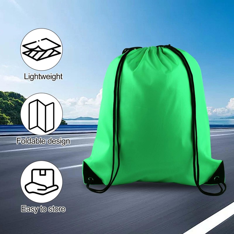 PLULON Green Drawstring Bags Drawstring Backpack Bulk, String Backpack Cinch
