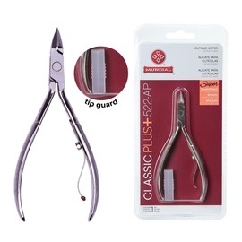Cuticle Nipper Super Sharp - MUNDIAL 522-AP - Cuticle Trimmer for Manicure Kit and Pedicure Tools, Carbon Steel Handlee with Durable Spring. Tip Guard Included