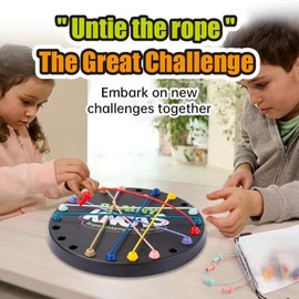 Brainy Knots Rope Untangling Game, Strategy Board Game Rope Untangling Challenge Game, Colorful Twisted Tangler Rope Knots Untangle Stack Puzzle Sorting Board Game