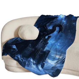 Dragon Blanket Plush Cozy Galaxy Black Dragon Throw Blankets for Girls Boys Women Men Flannel Fleece Ultra Soft Fuzzy Party Blanket Gifts for Bed 50"X40"